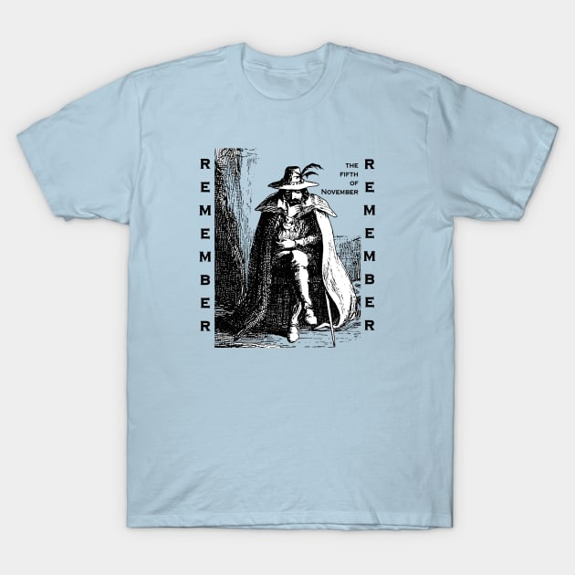 Remember Remember Guy Fawkes Day Vintage Illustration T-Shirt by taiche